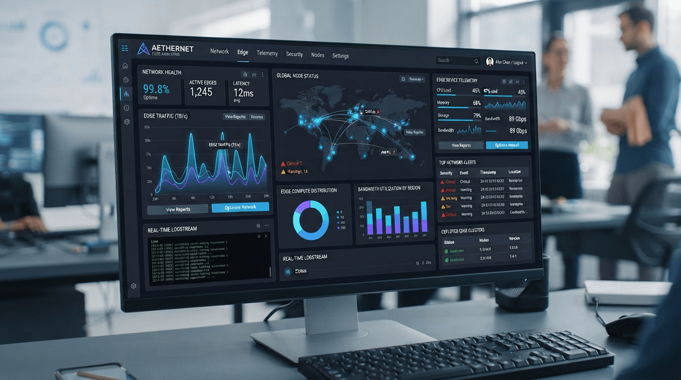 Painel de monitoramento da plataforma Aether Cloud Network